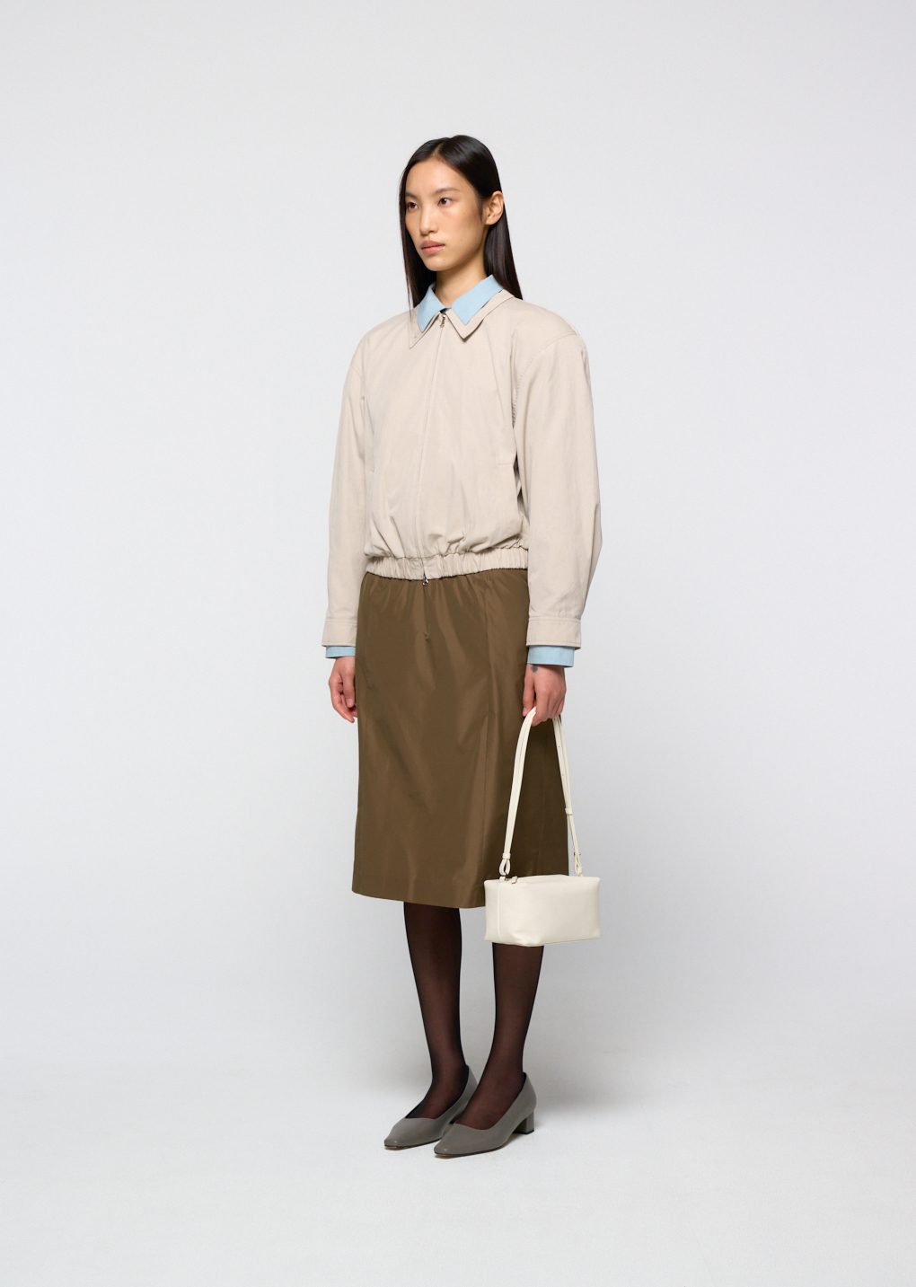 cotton nylon blouson, beige