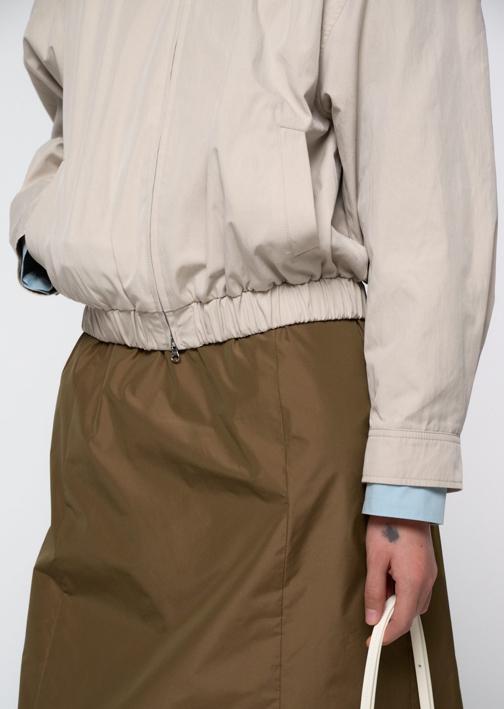 cotton nylon blouson, beige