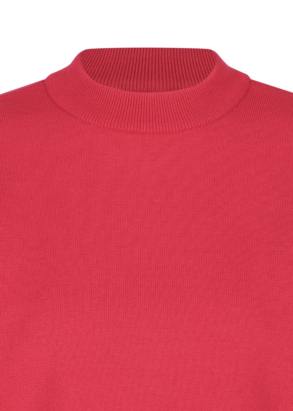 rounded half knit top, red