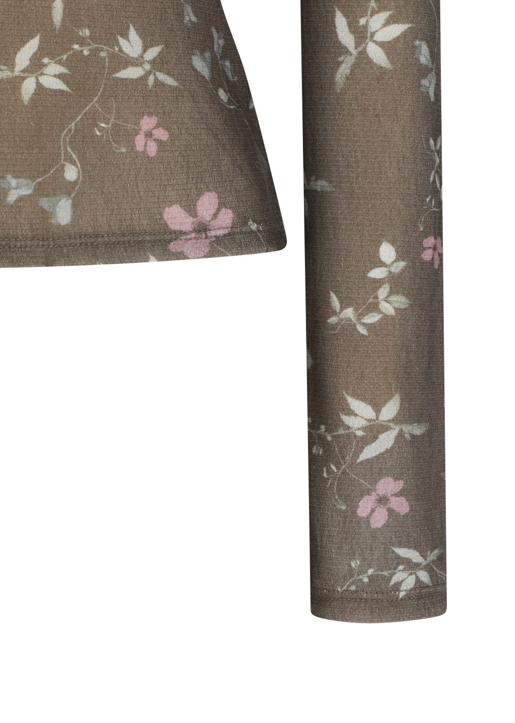 floral mock neck top, brown