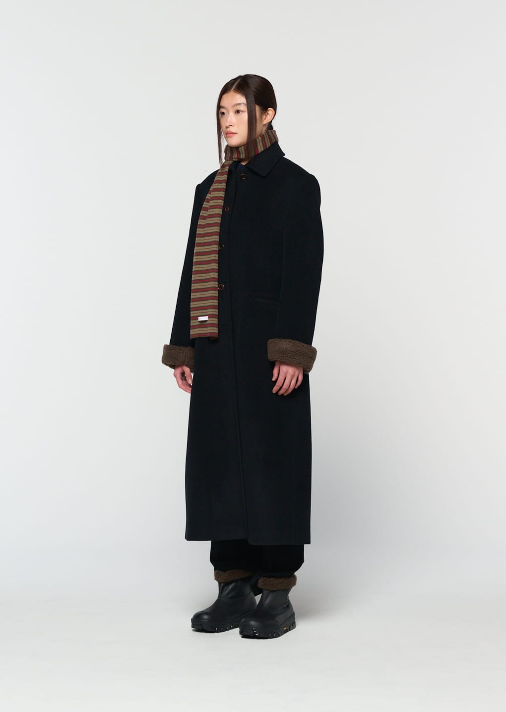 single maxi long coat, black