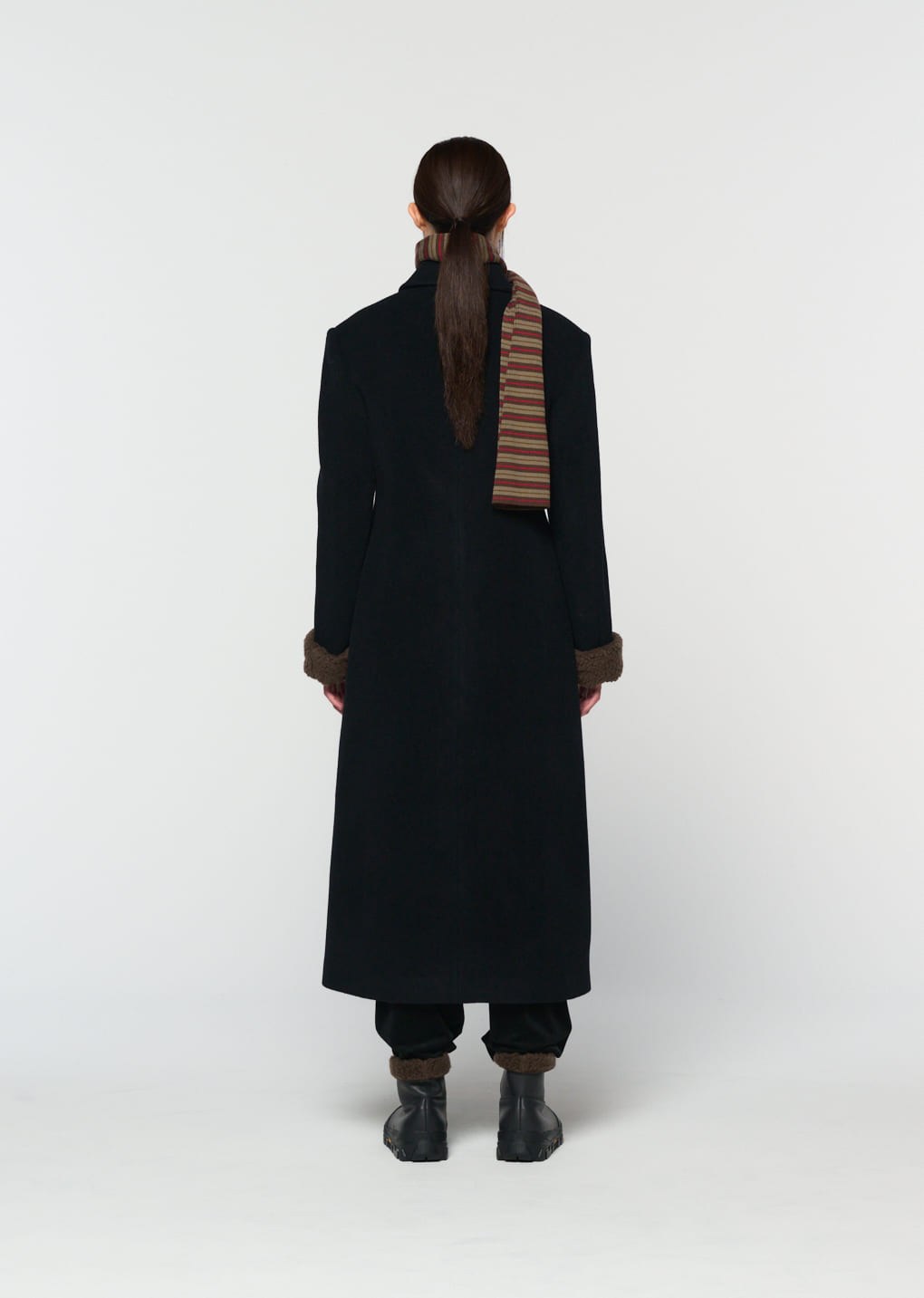 single maxi long coat, black