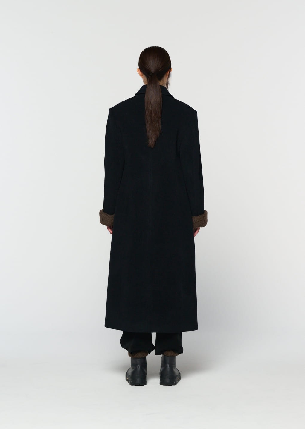single maxi long coat, black