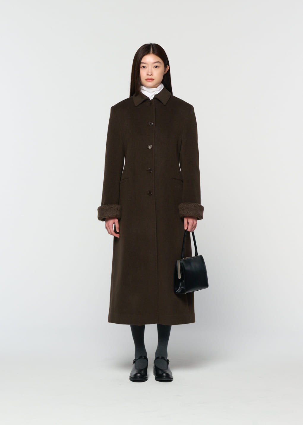 single maxi long coat, brown hover