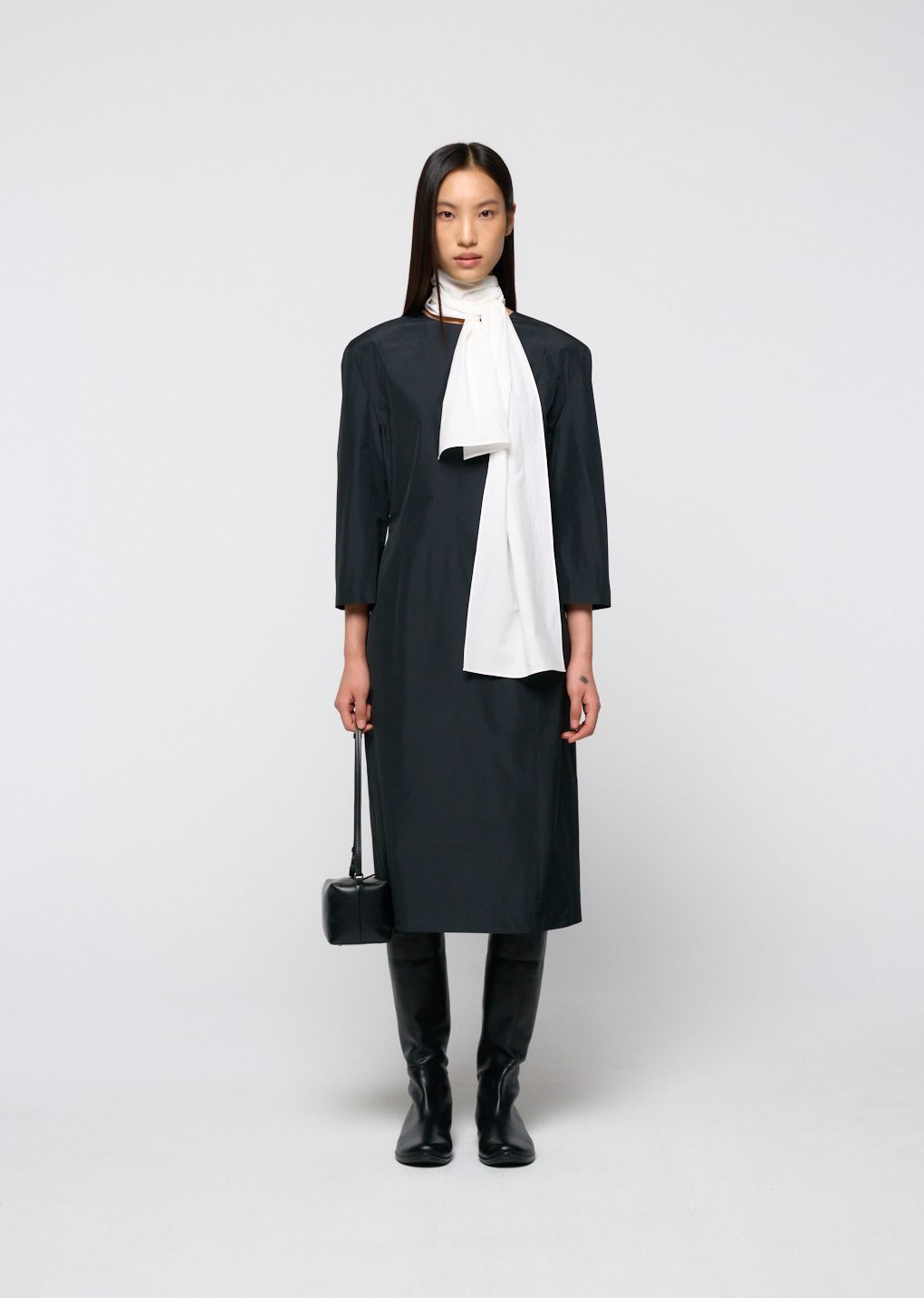 silk taffeta dress, black