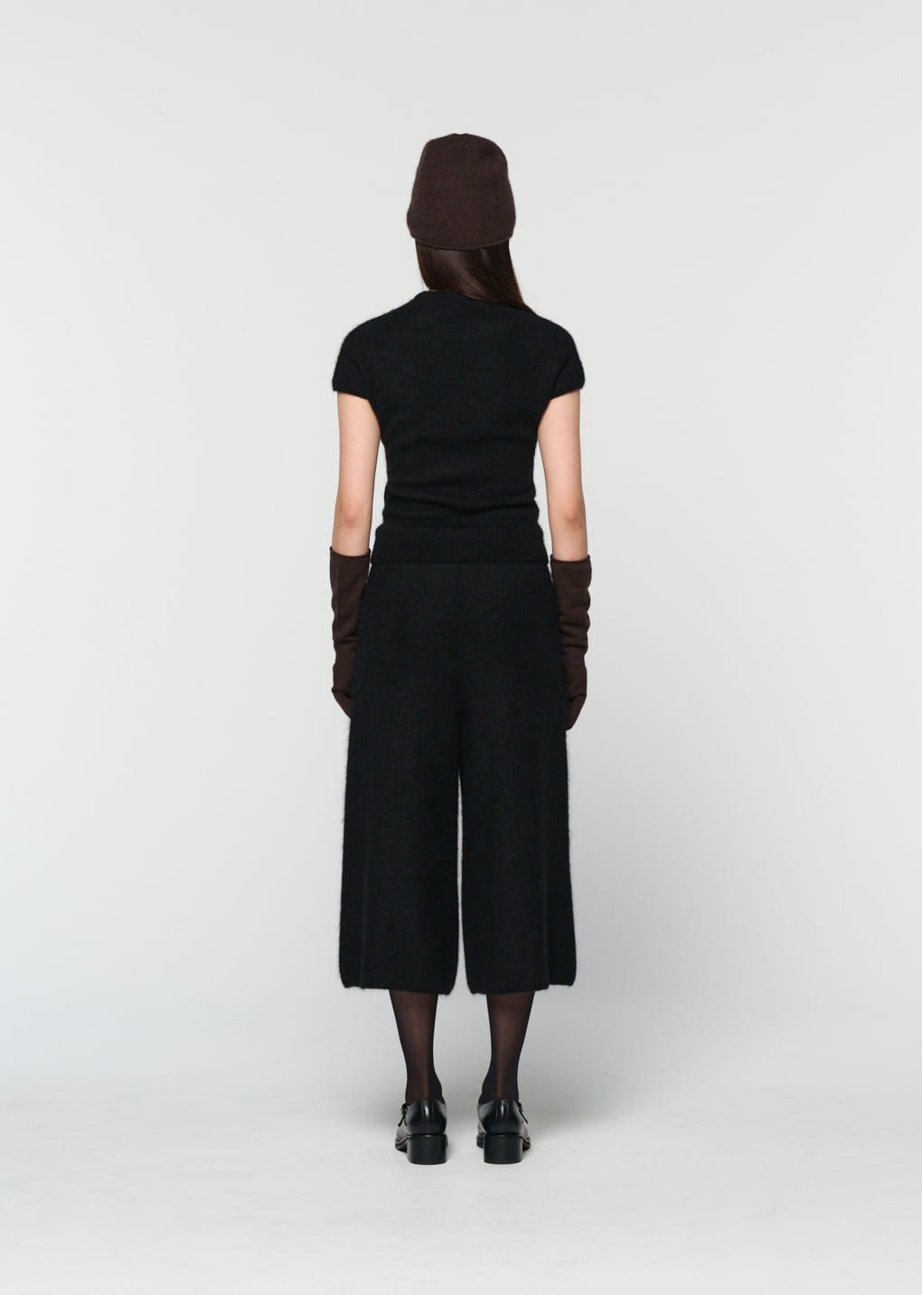 wholegarment hairy knit top, black