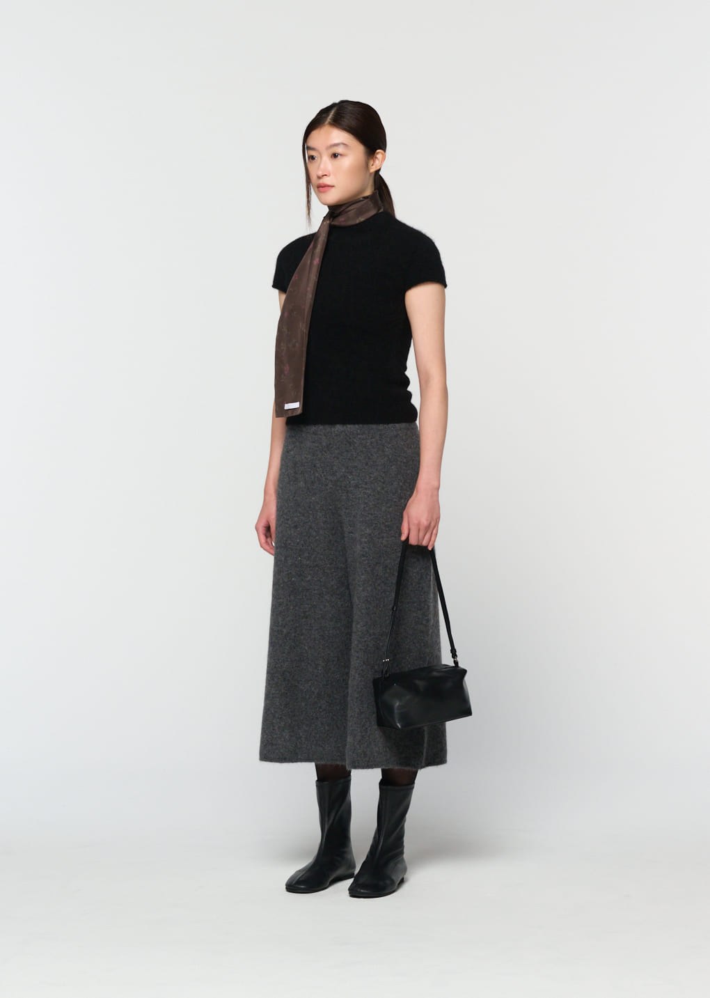 wholegarment hairy knit top, black