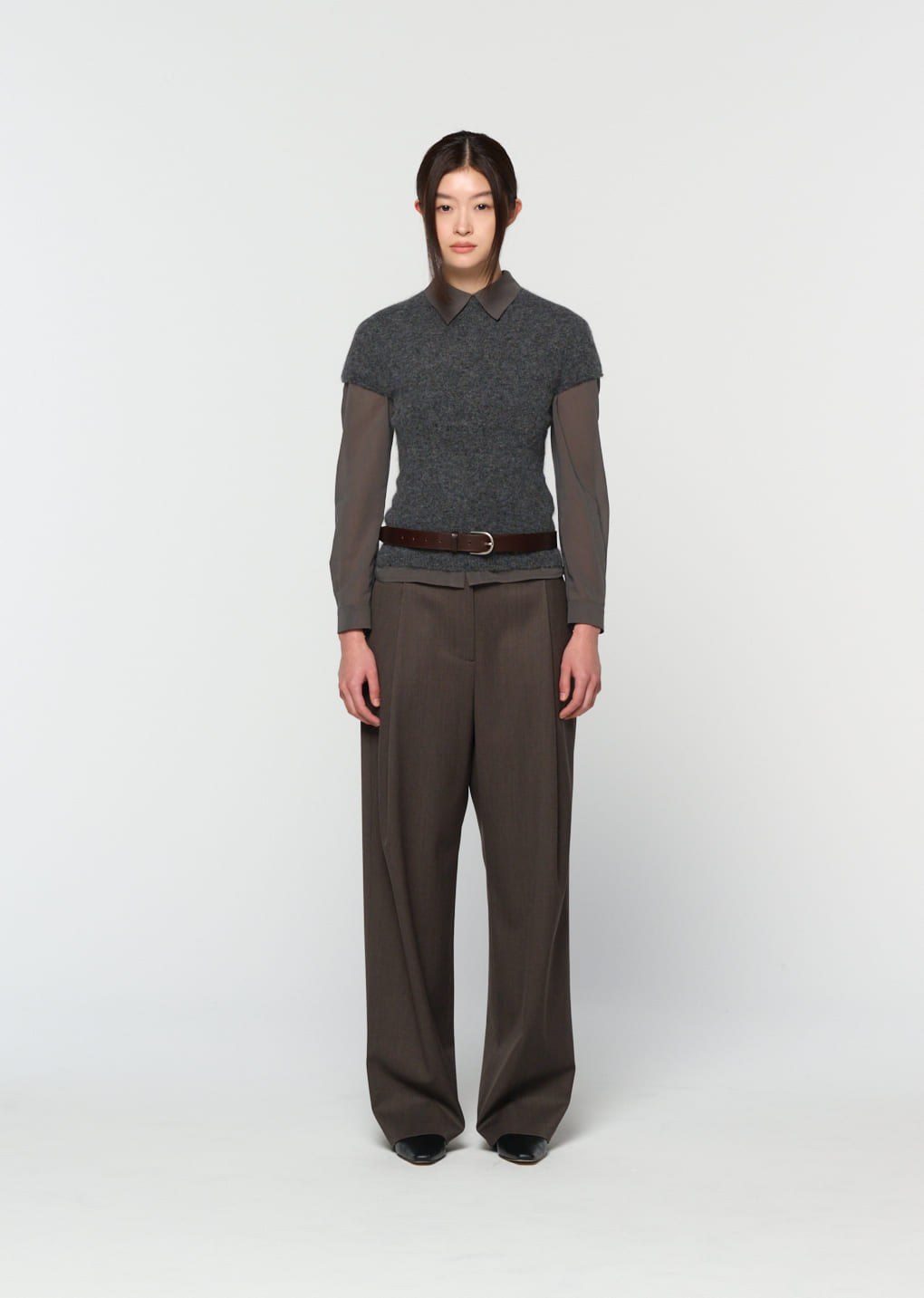 wholegarment hairy knit top, charcoal hover