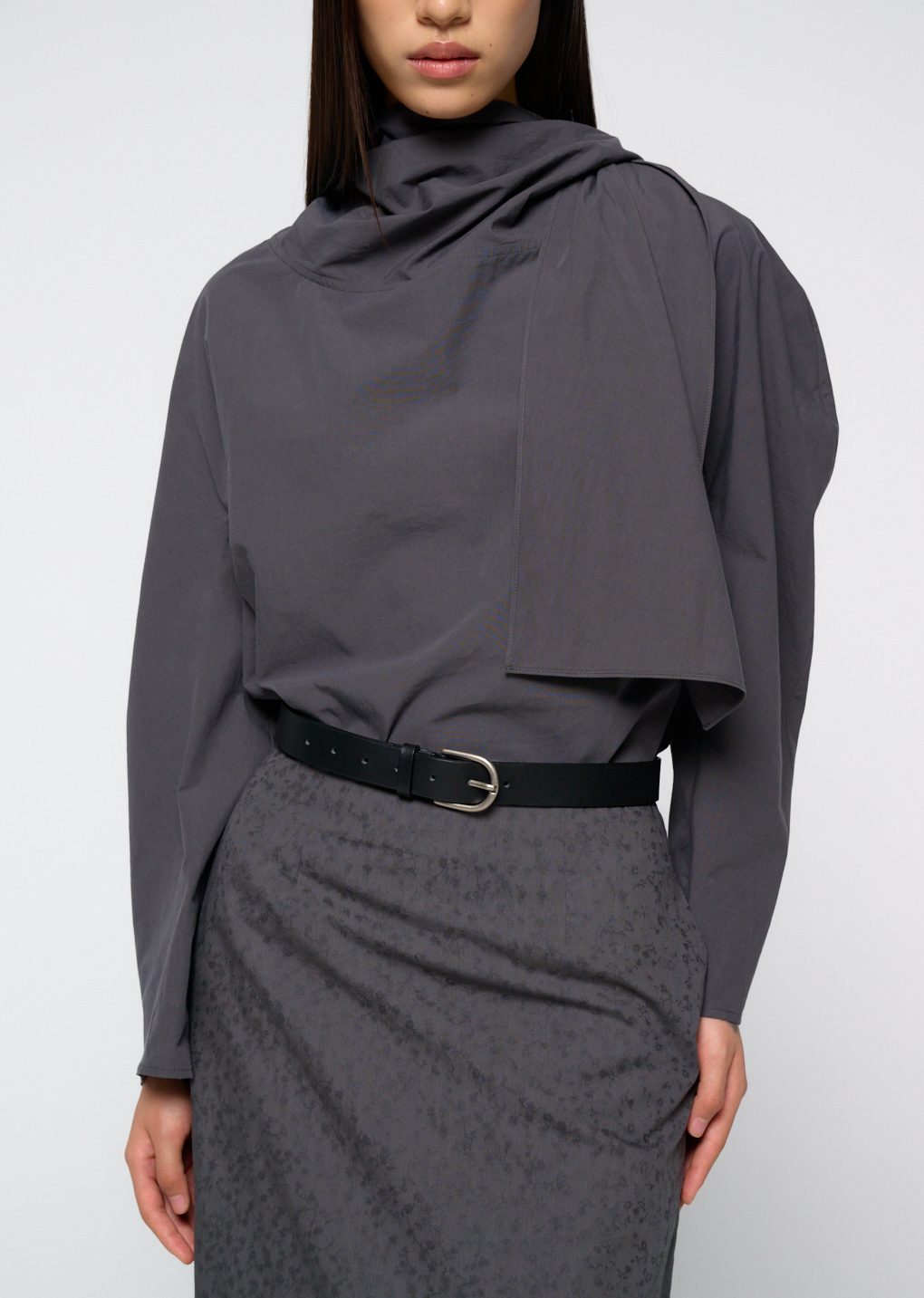 cotton scarf top, charcoal