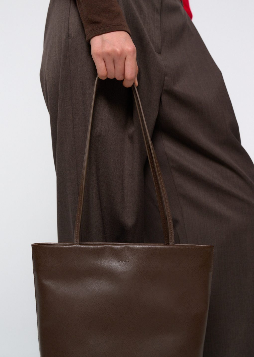 leather tote bag, dark brown