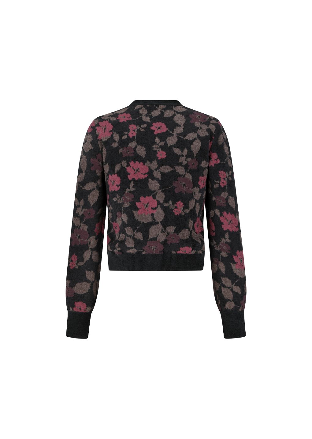 floral jacquard cardigan, black