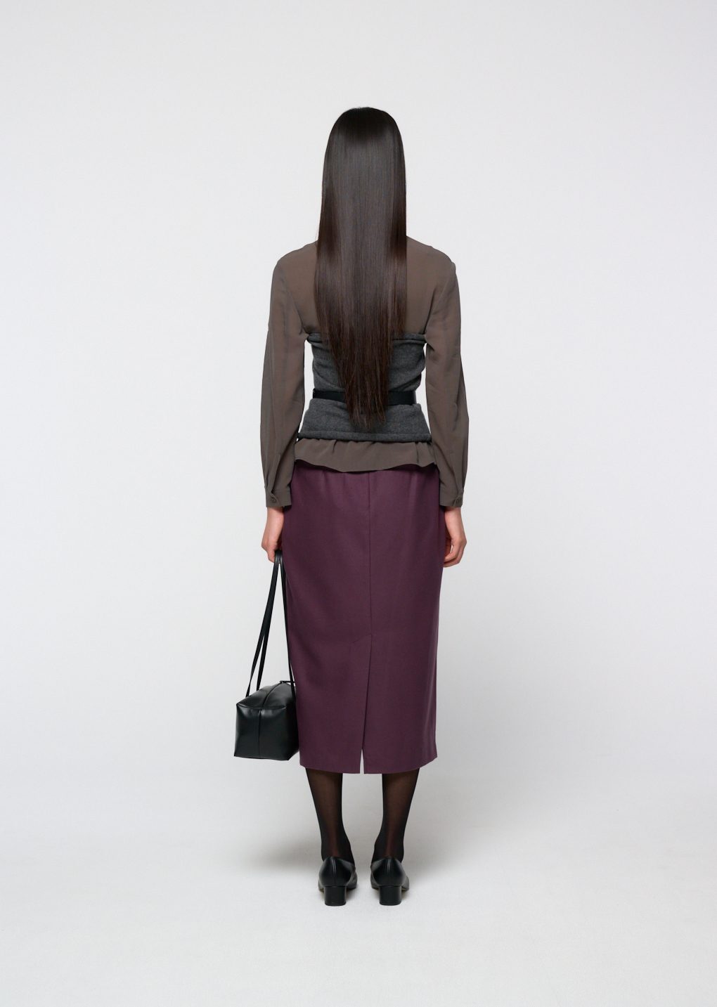 wool pencil skirt, burgundy