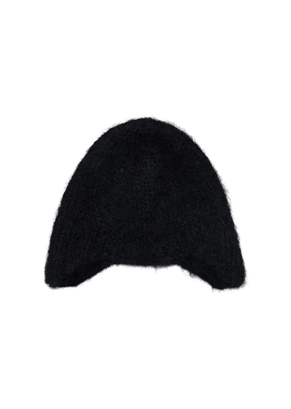 mohair ear-flap beanie, black