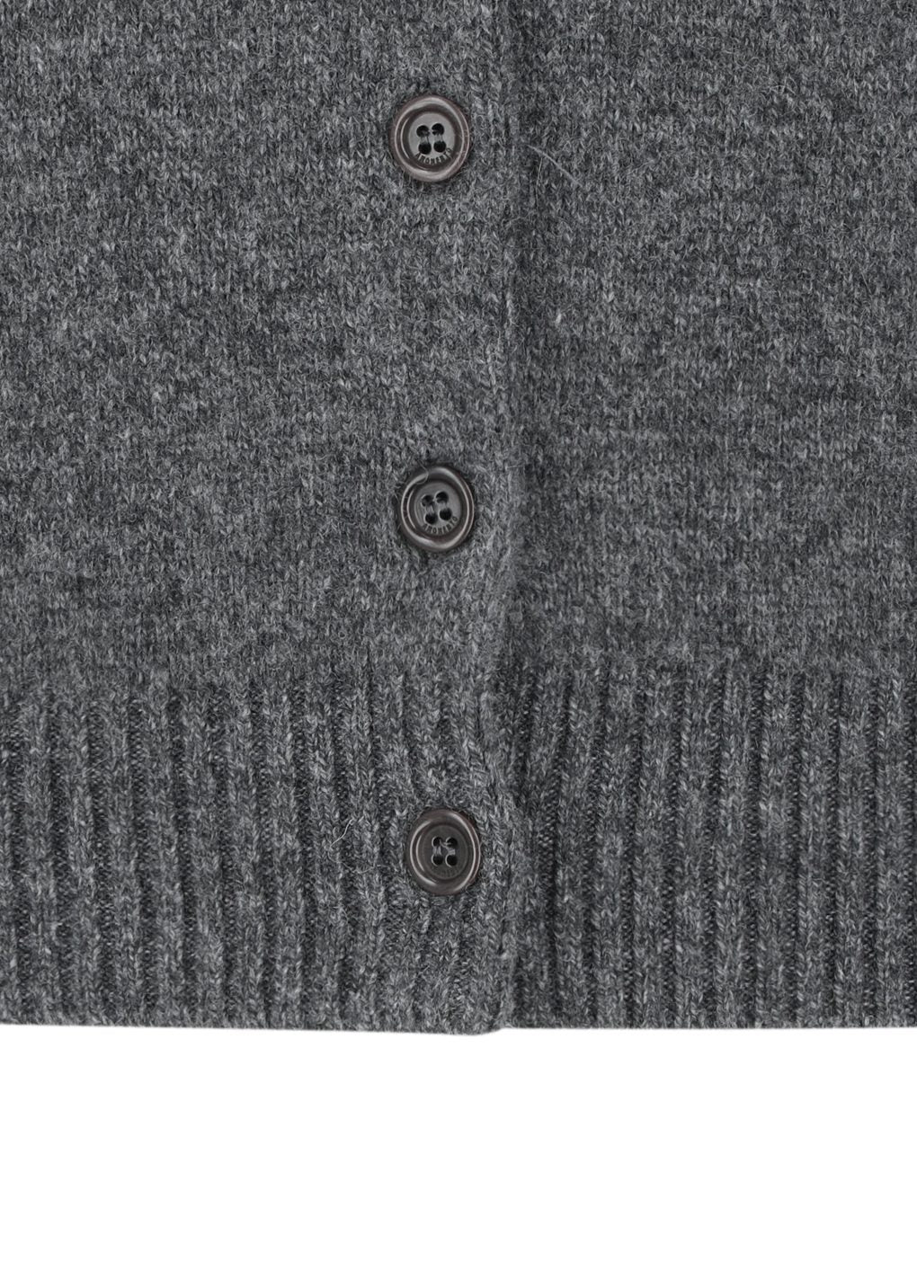 wool button up collar cardigan, charcoal