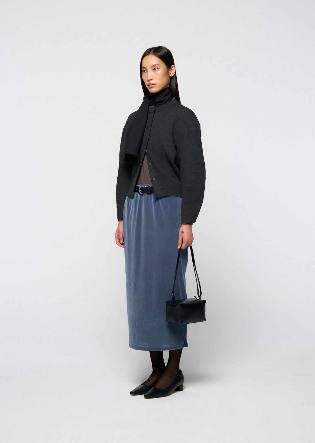 slim banding skirt, brown