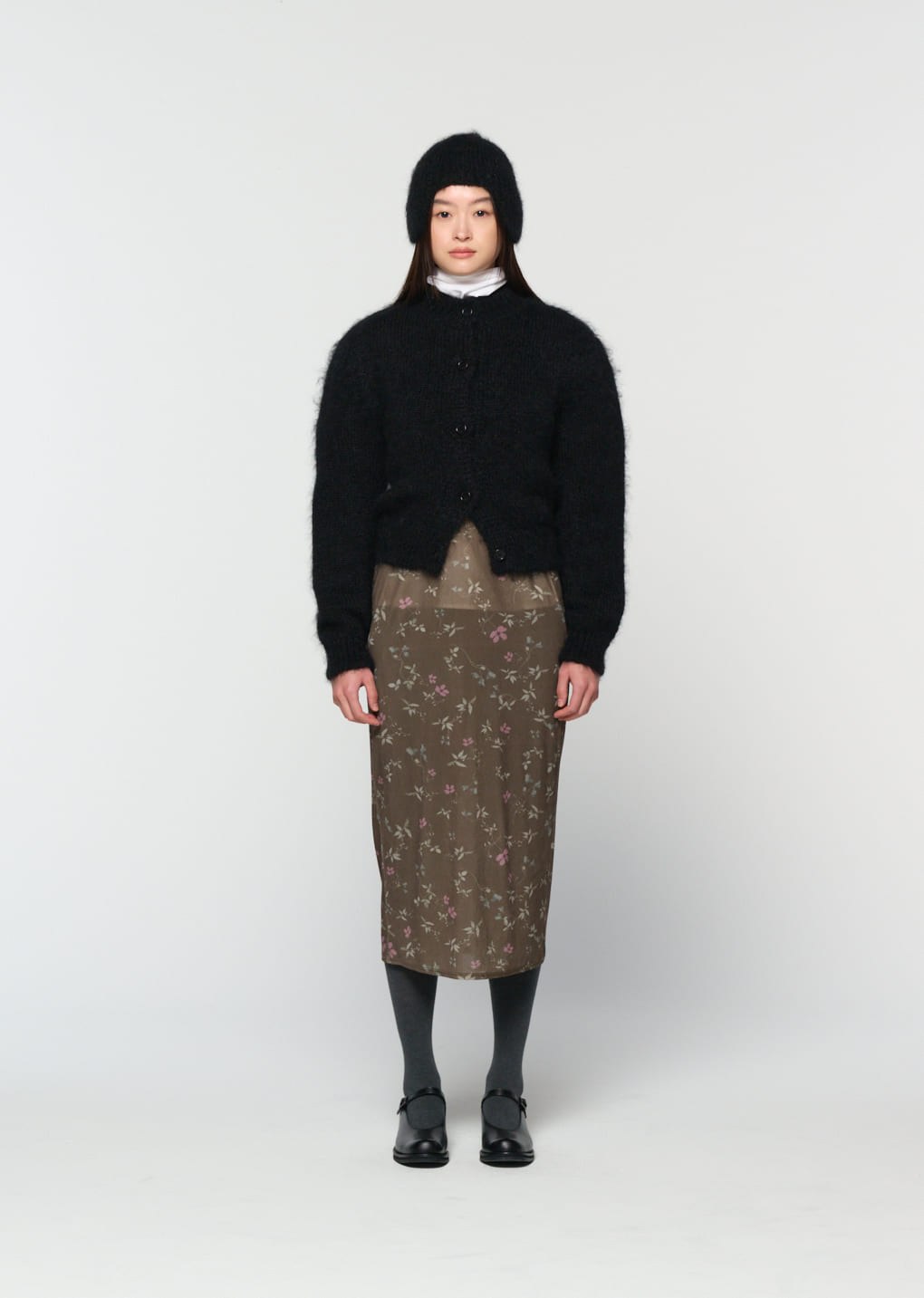 mohair bulky cardigan, black hover