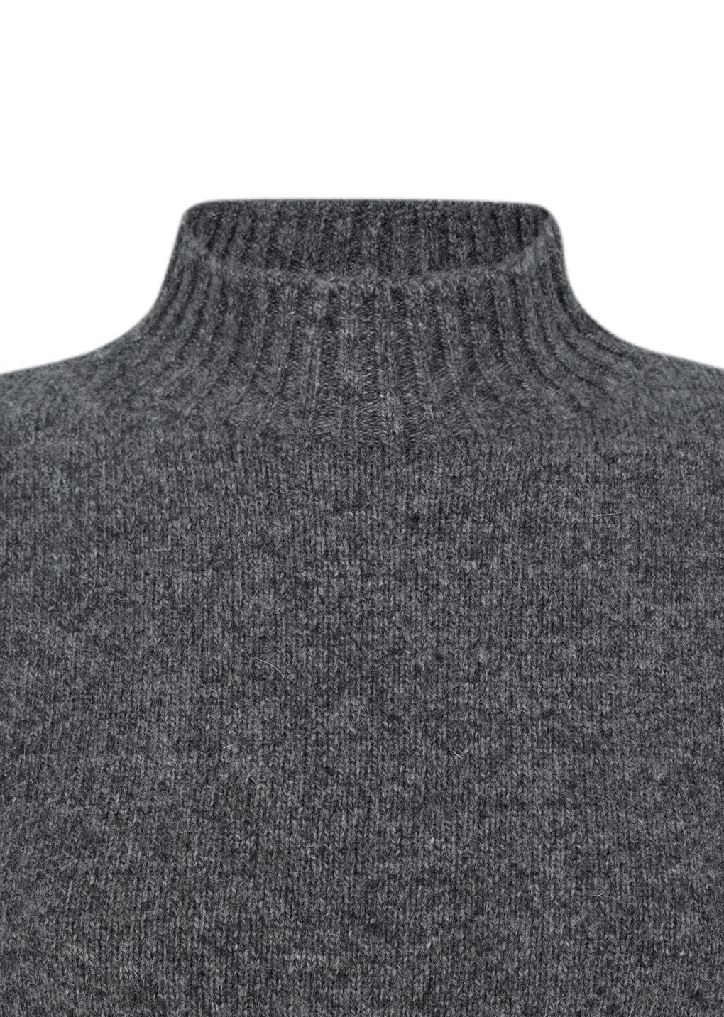 wool mock neck knit, charcoal
