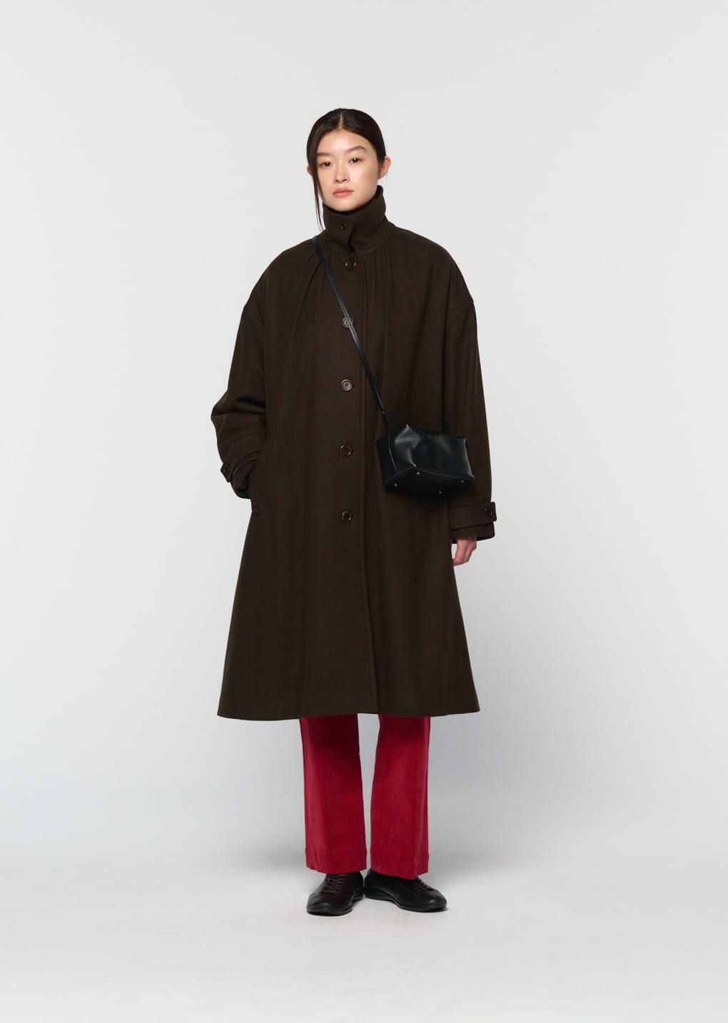 corduroy flared pants, red