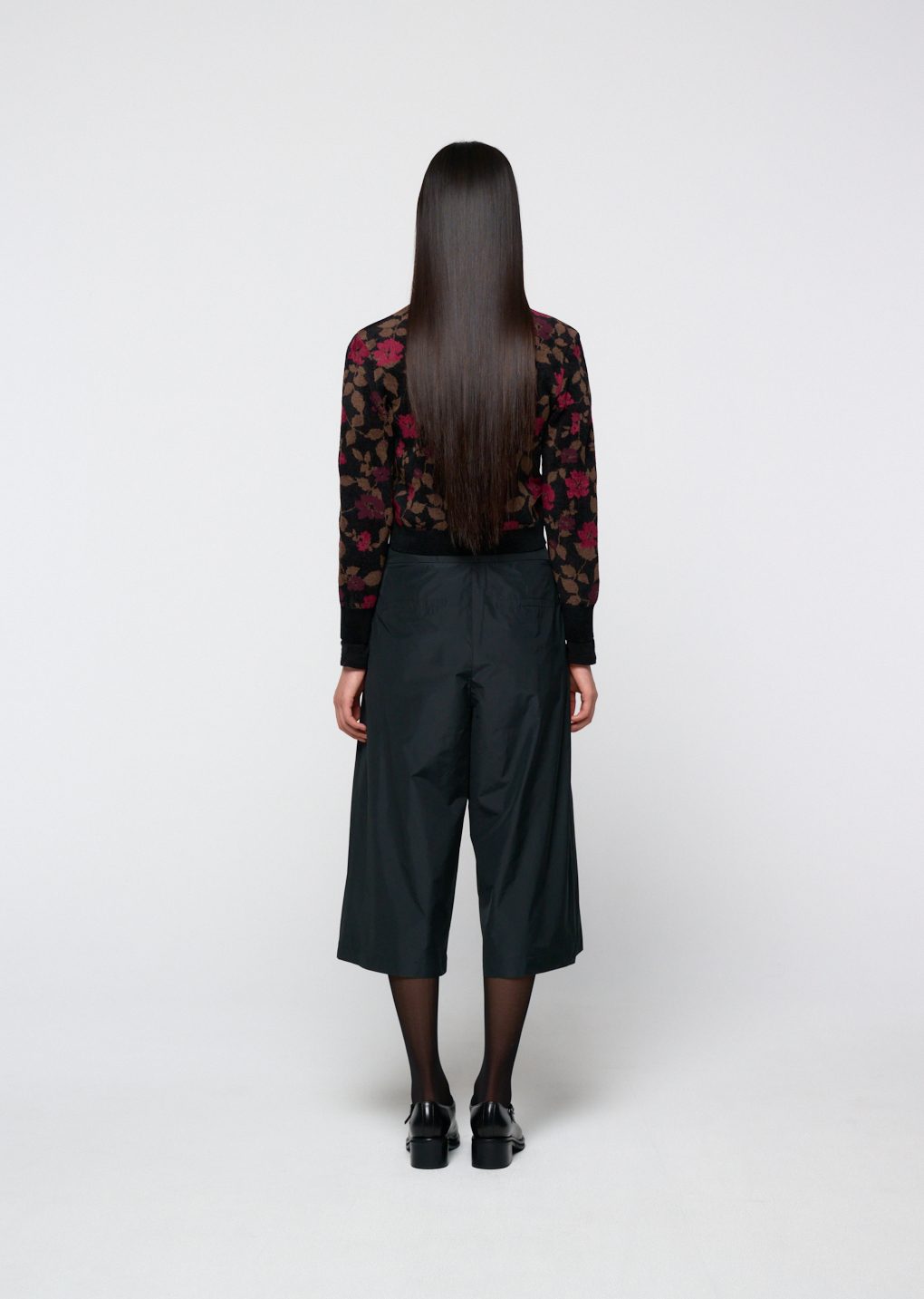 silk taffeta bermuda pants, black