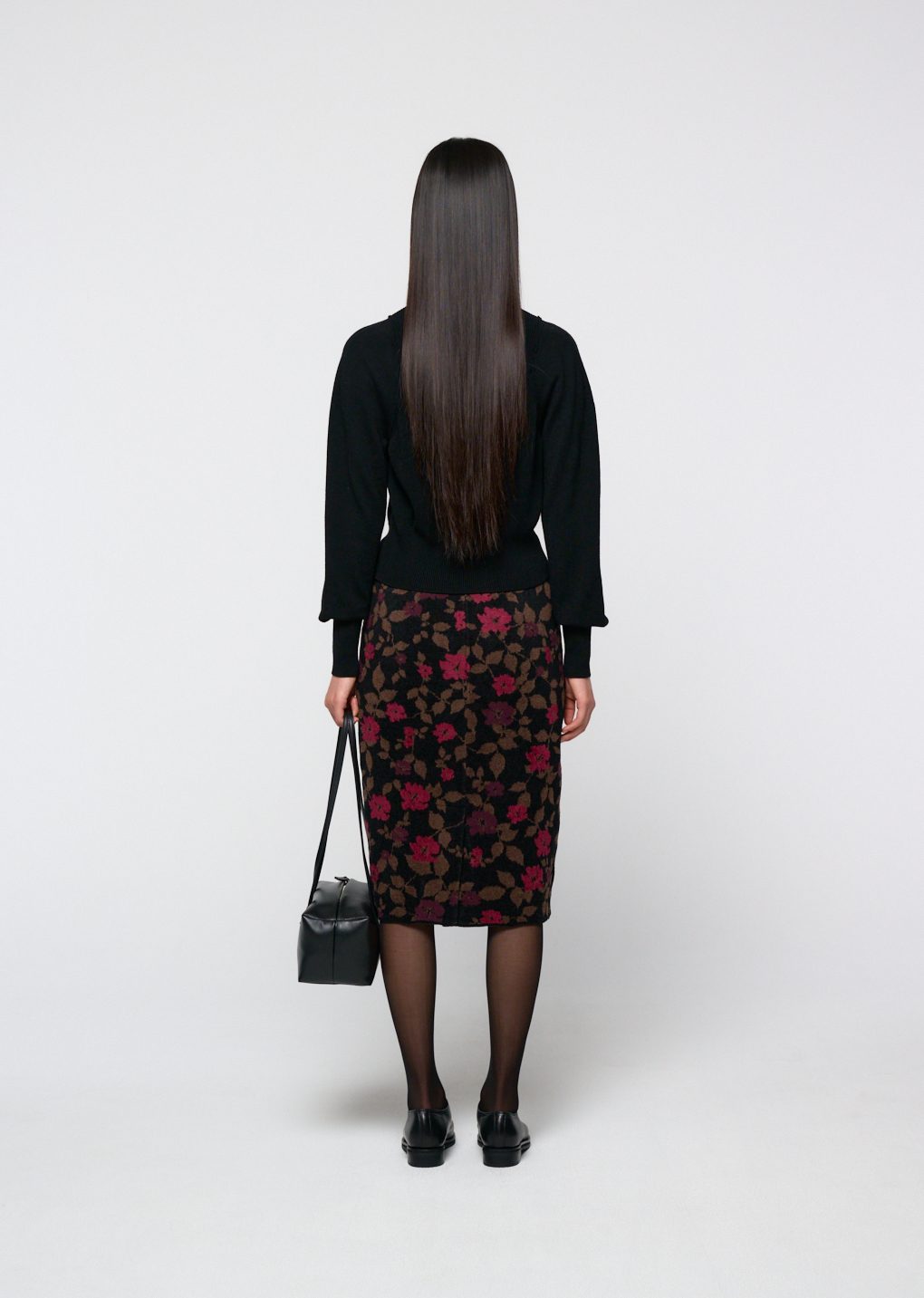 floral jacquard skirt, black