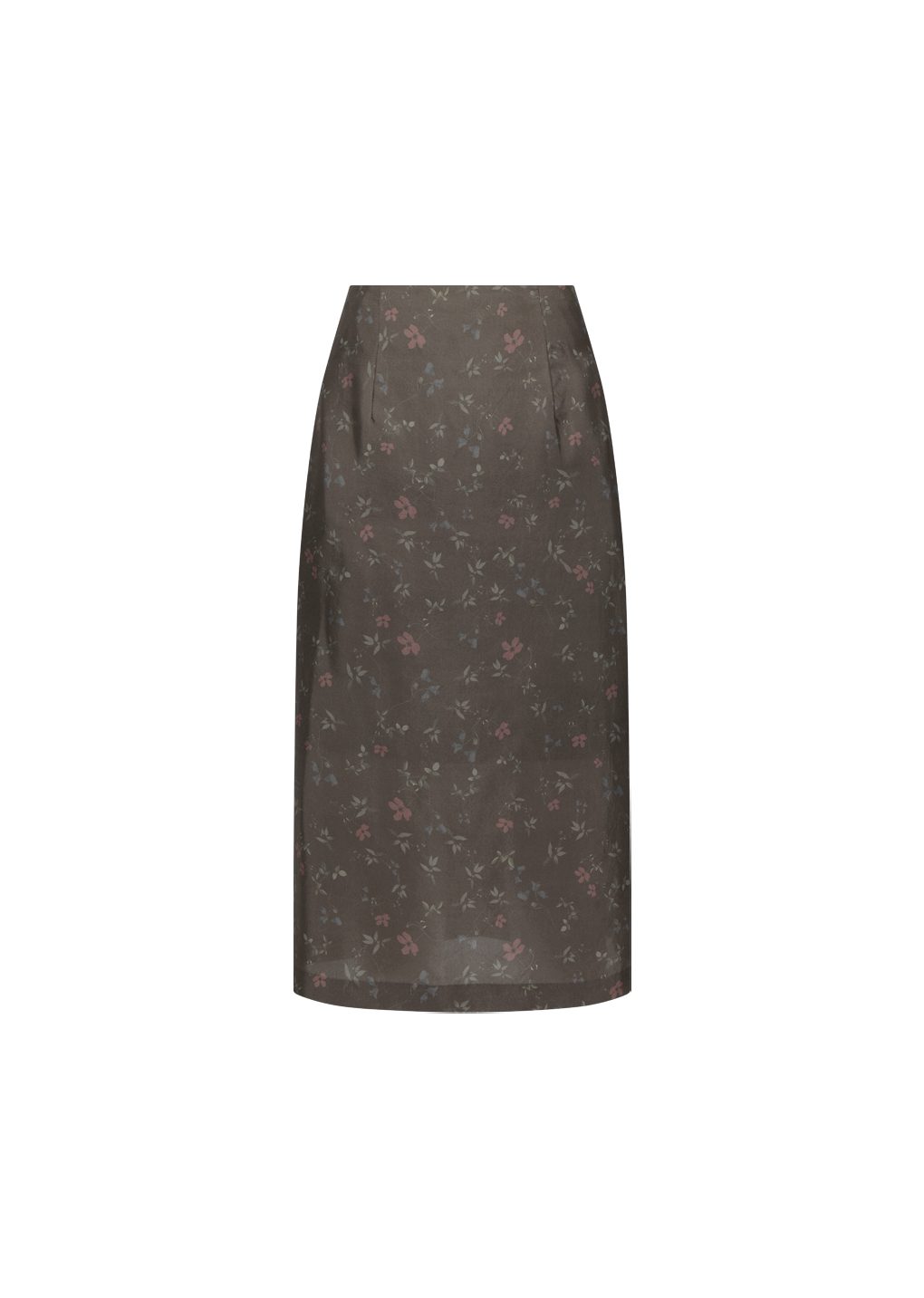 silk floral skirt, brown