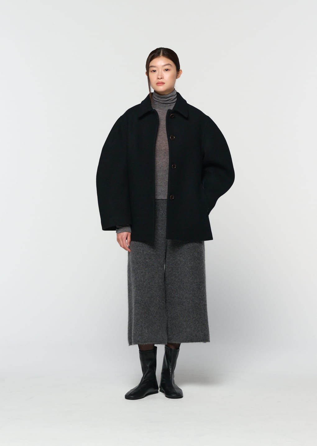 hairy culotte pants, charcoal
