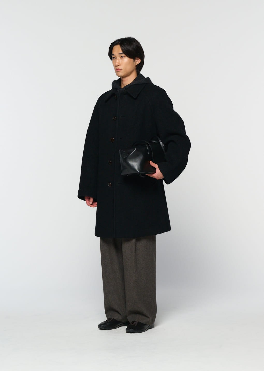 men's raglan coat, black