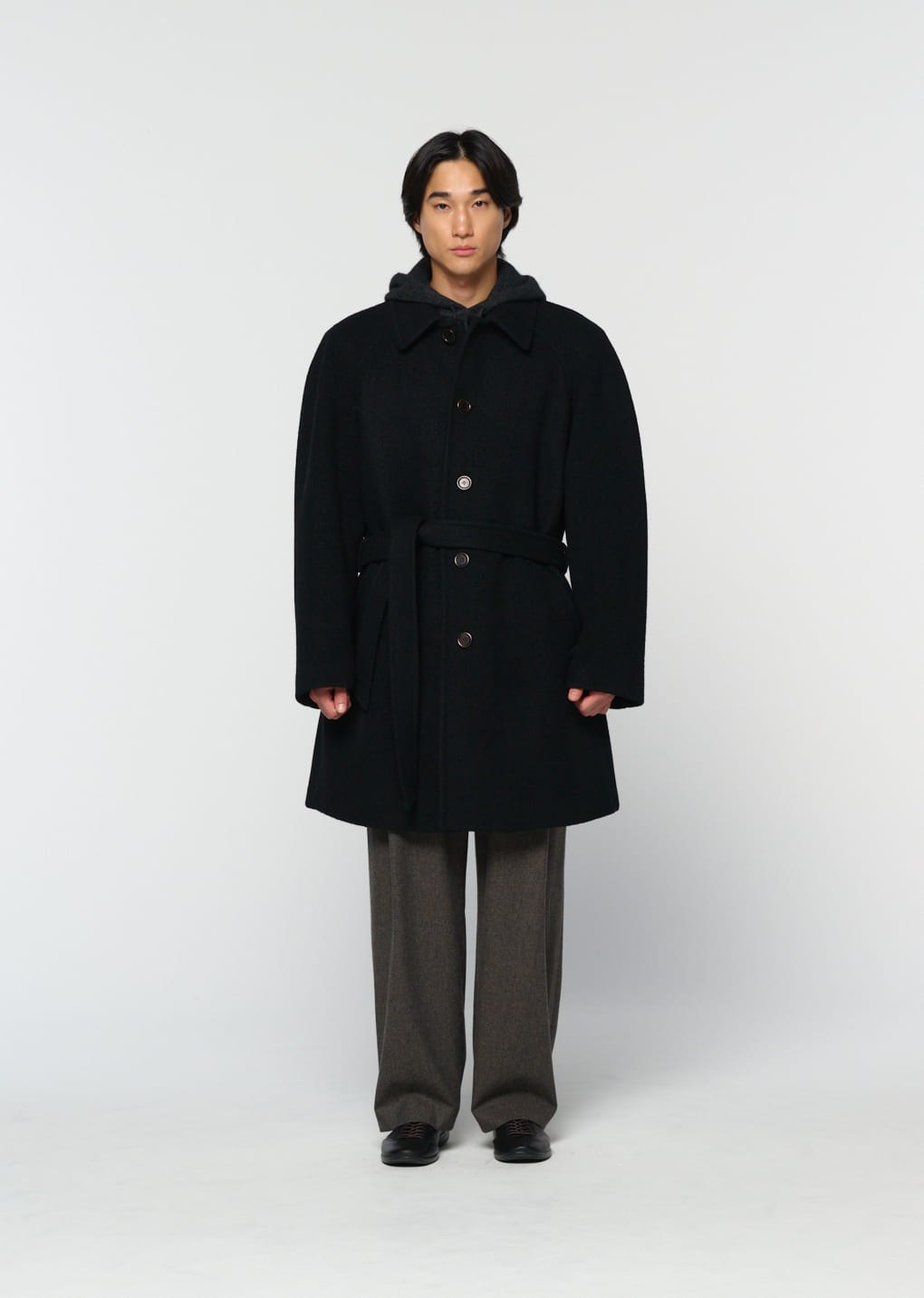 men's raglan coat, black