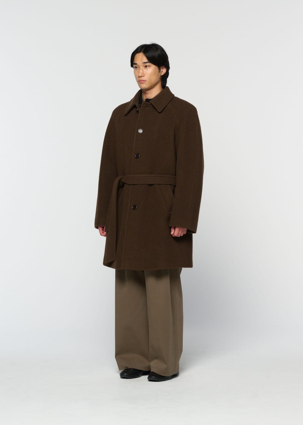 men's raglan coat, brown