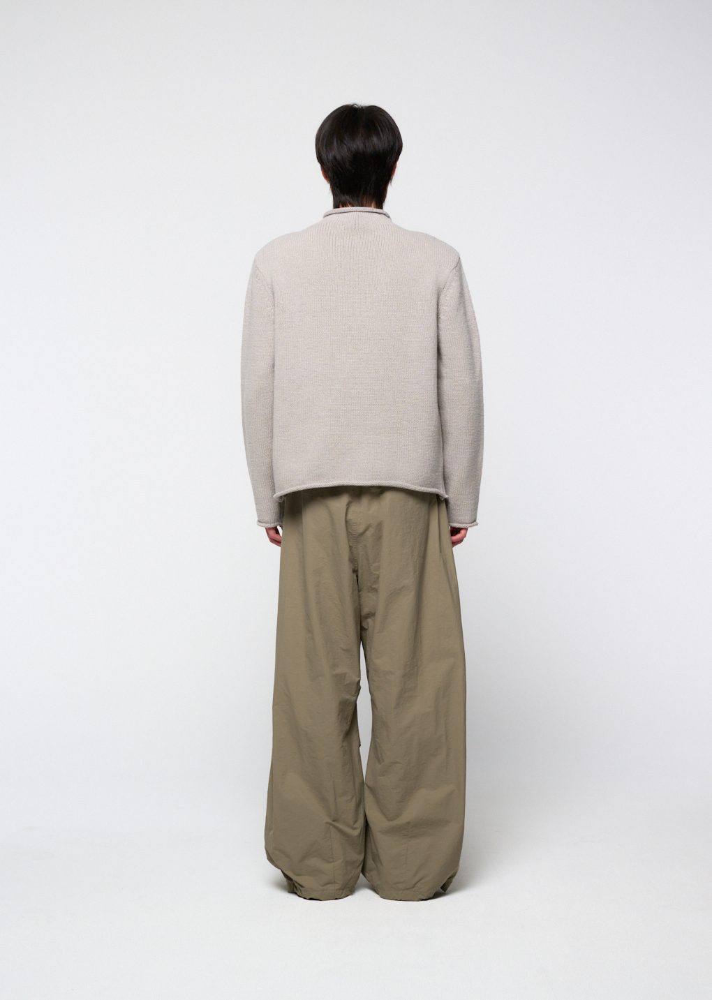 drawstring wide fatigue pants, khaki