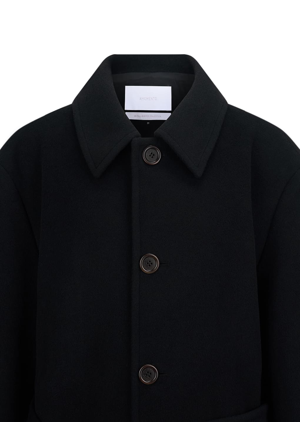 men's single breasted long coat, black