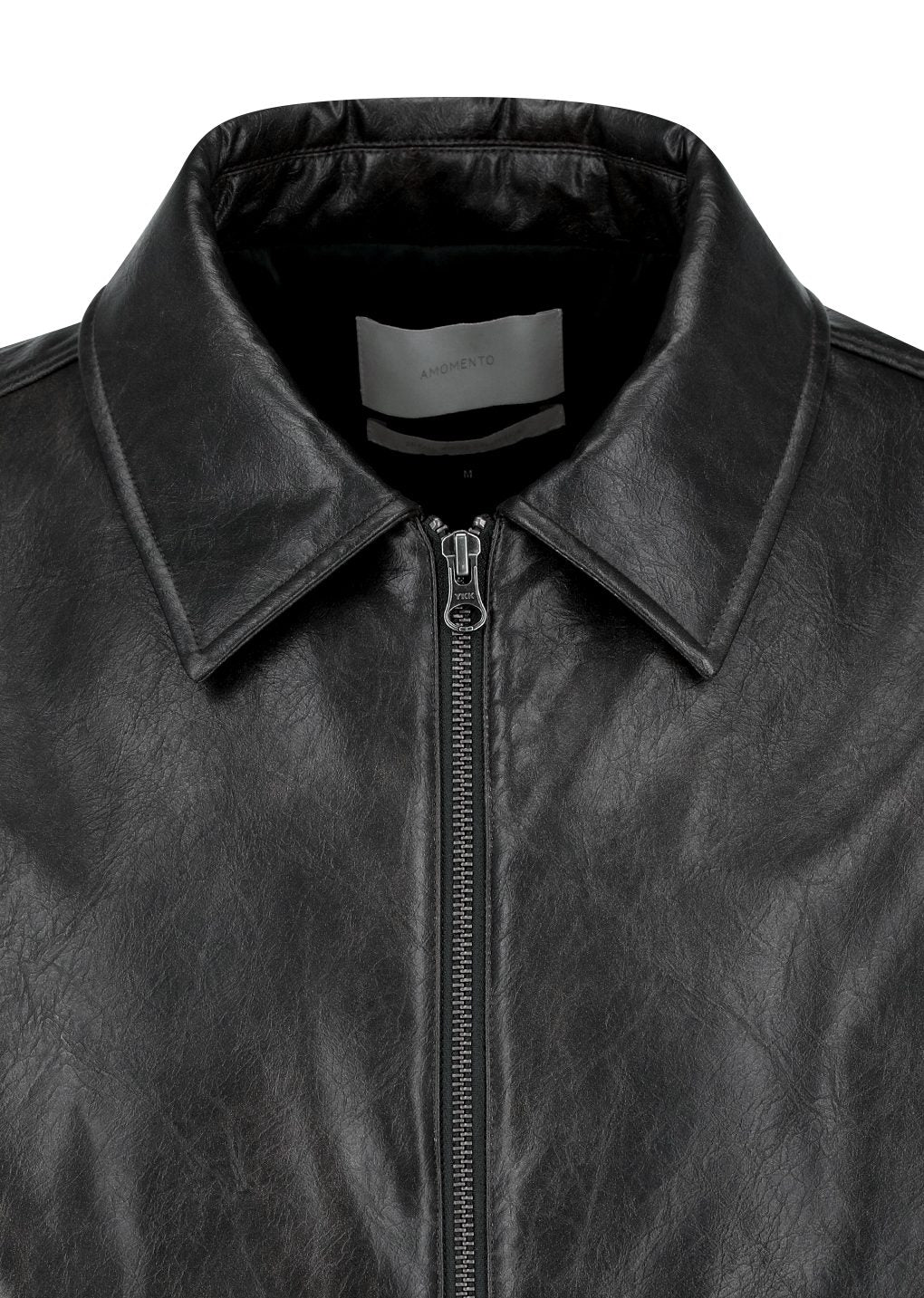 synthetic leather blouson, black