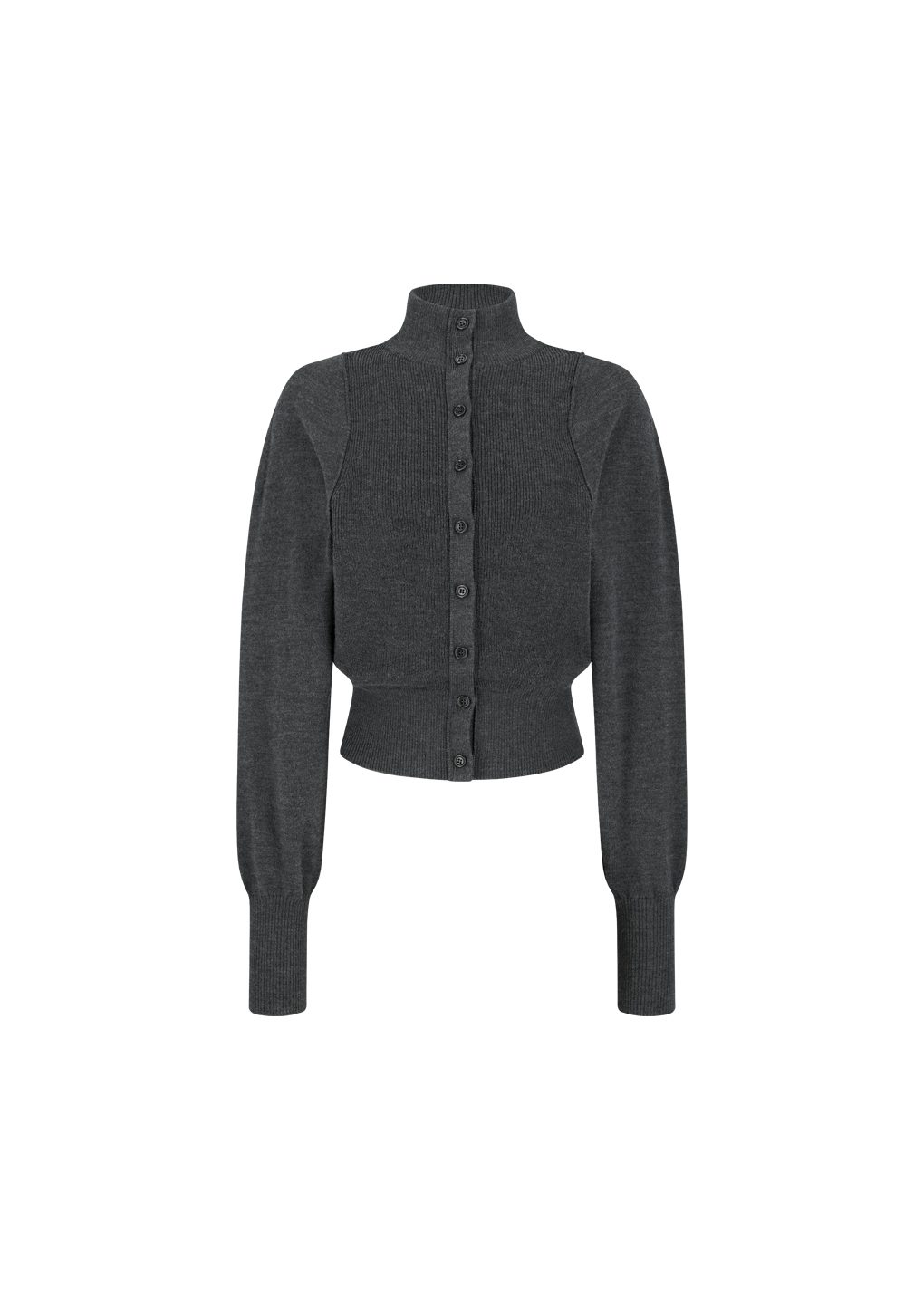 blocking button up cardigan, charcoal