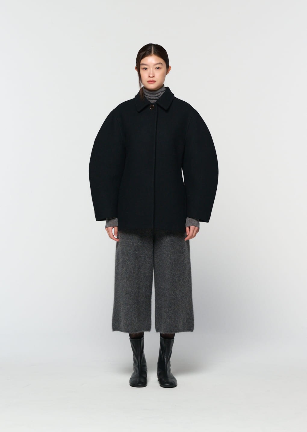 hourglass half coat, black hover