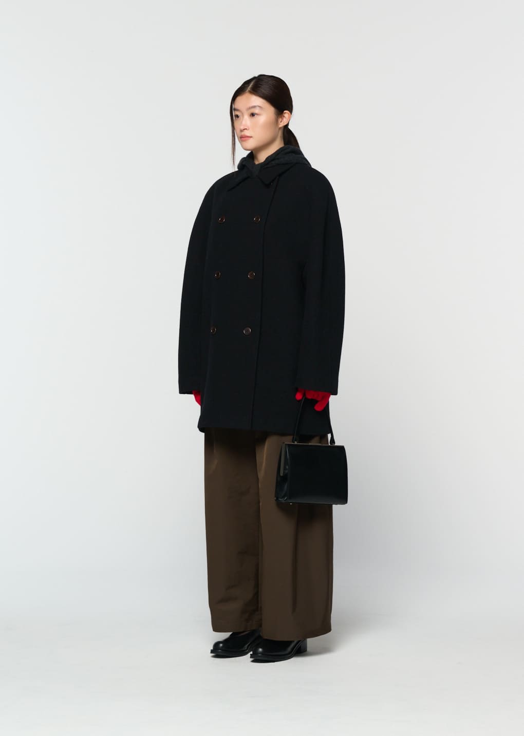 two tuck balloon pants, dark brown