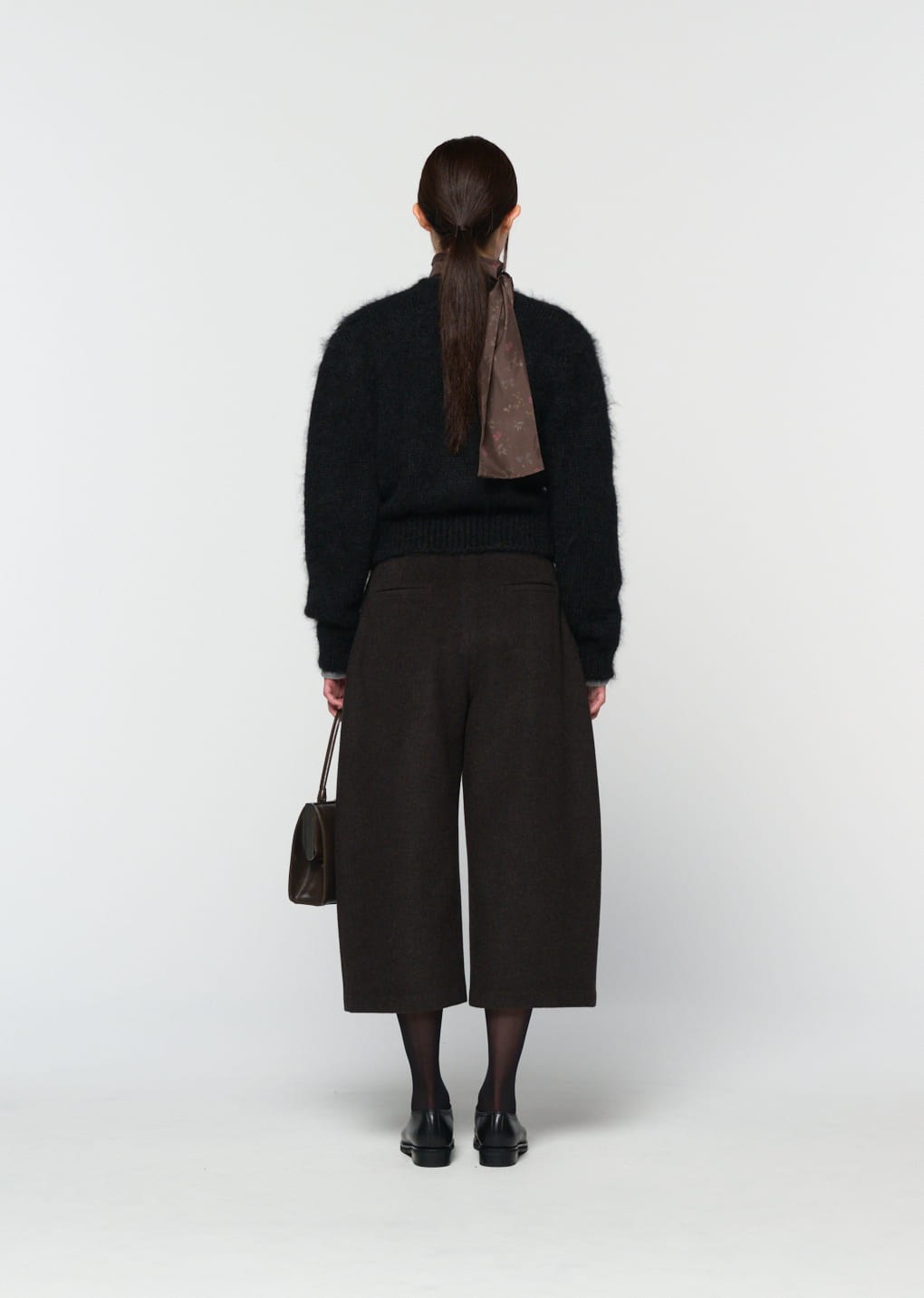 curved culotte pants, dark brown