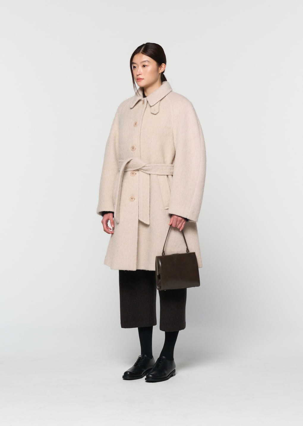 alpaca raglan coat, ivory