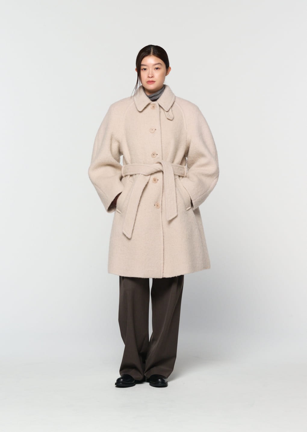 alpaca raglan coat, ivory