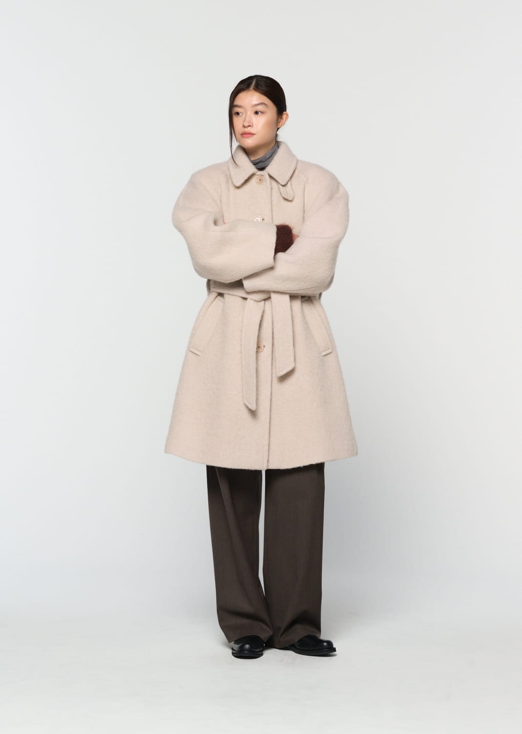 alpaca raglan coat, ivory