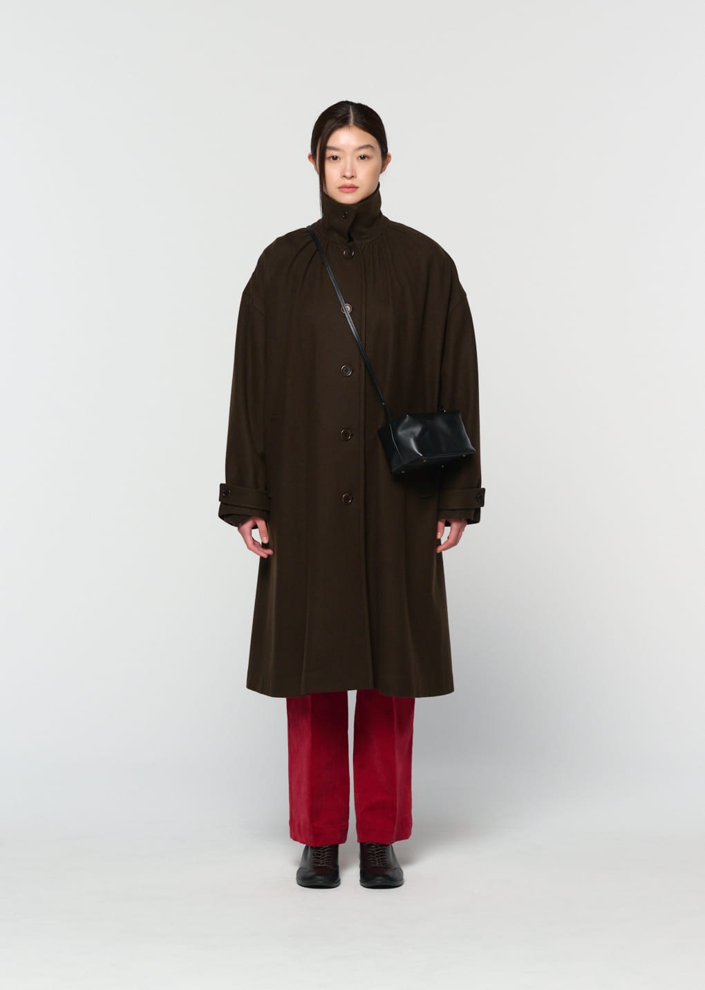 shirring coat, brown hover