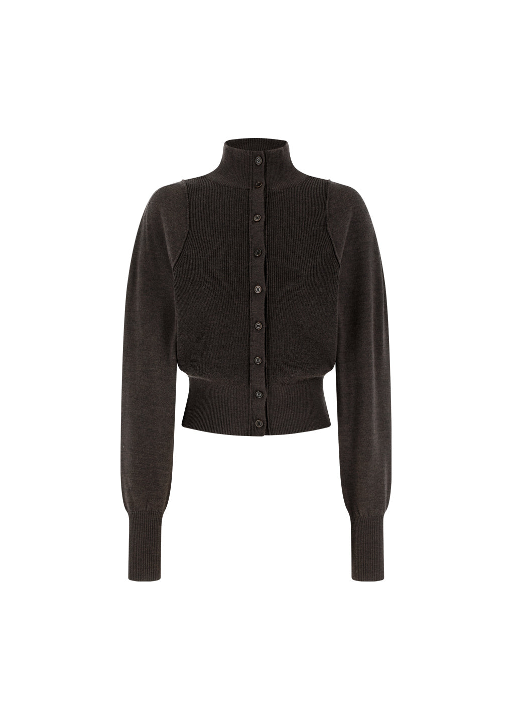 blocking button up cardigan, dark brown