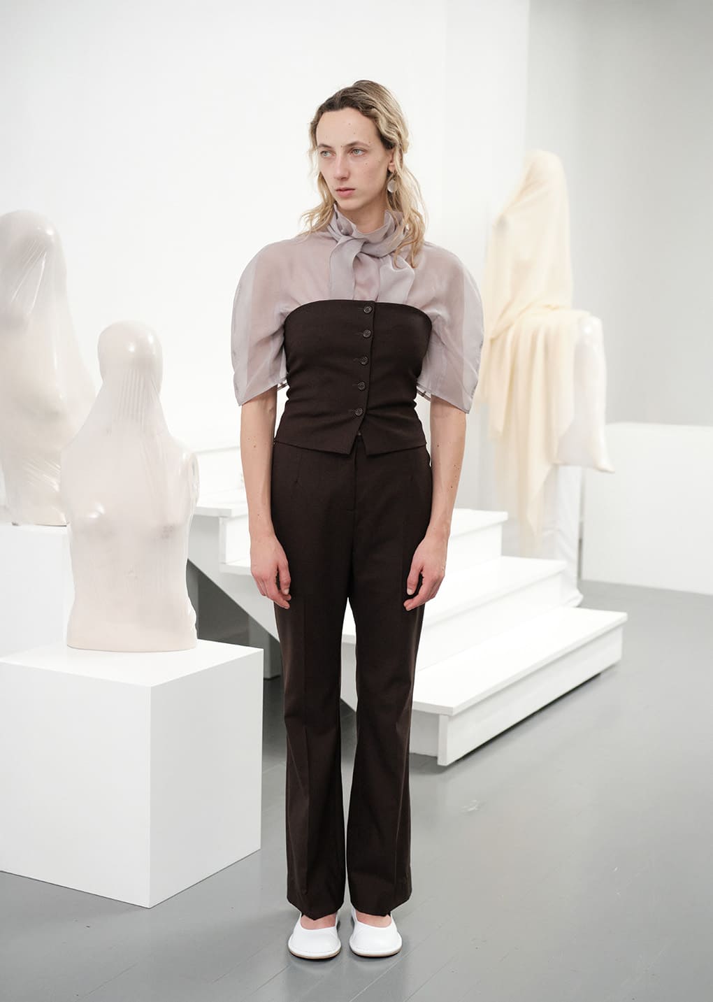 button up bustier, dark brown
