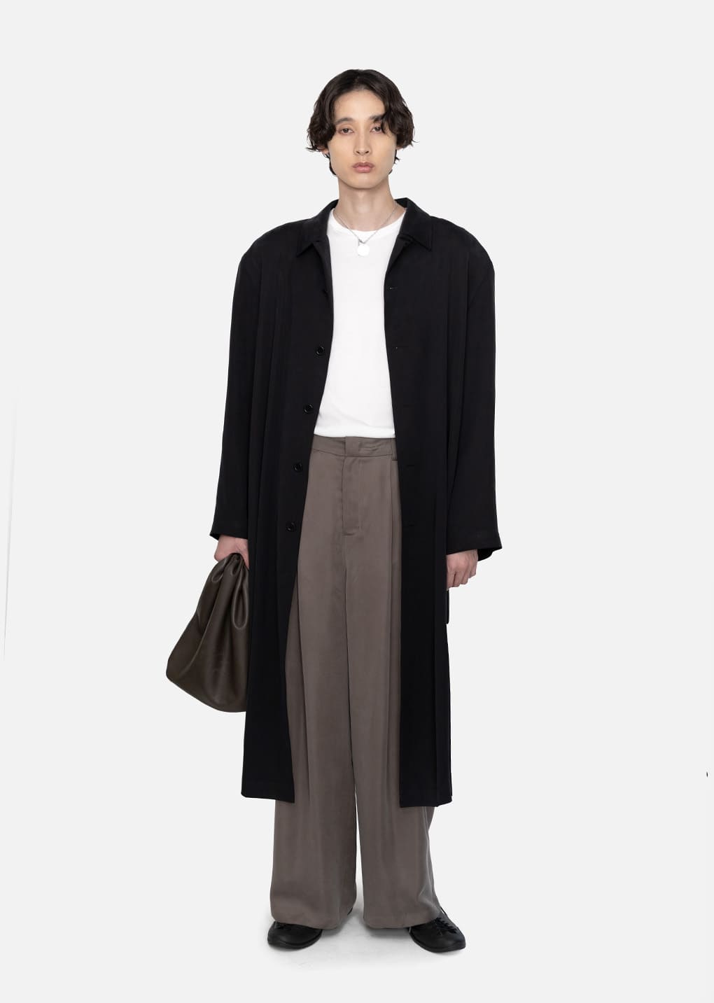 cupro oversize trench coat, black