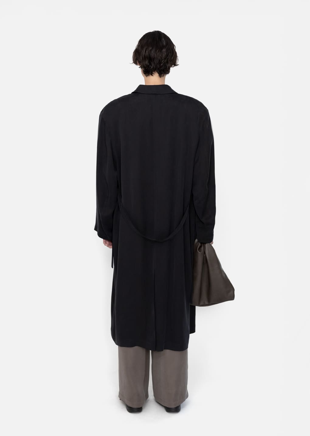 cupro oversize trench coat, black