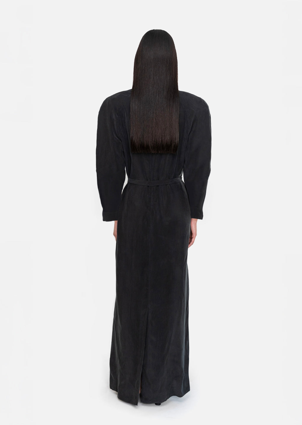 cupro raglan dress, black