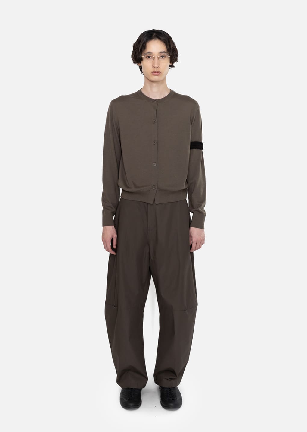 curved zip pants, khaki