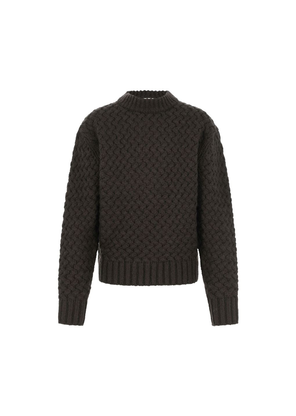diagonal cable pullover, brown