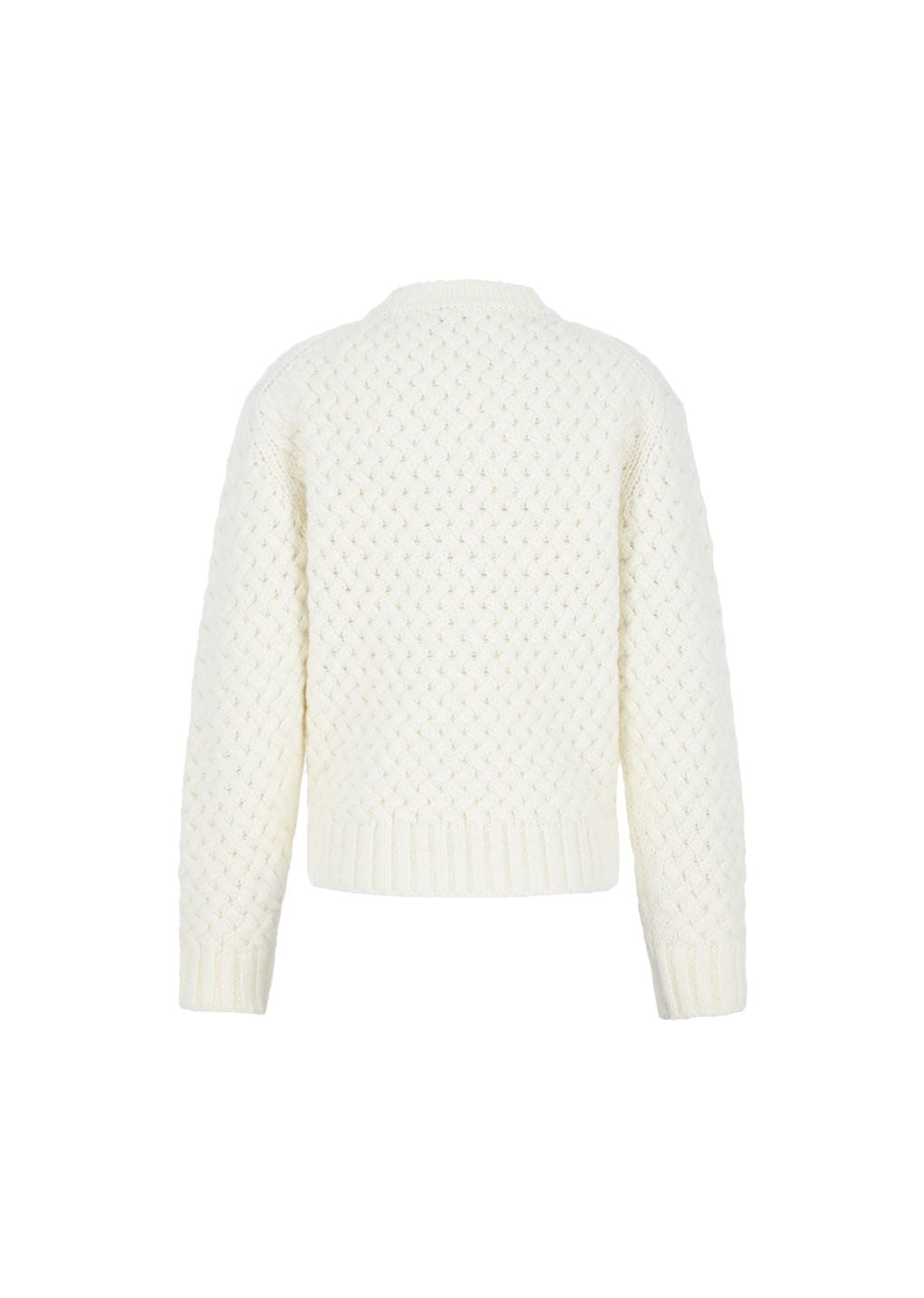 diagonal cable pullover, ivory