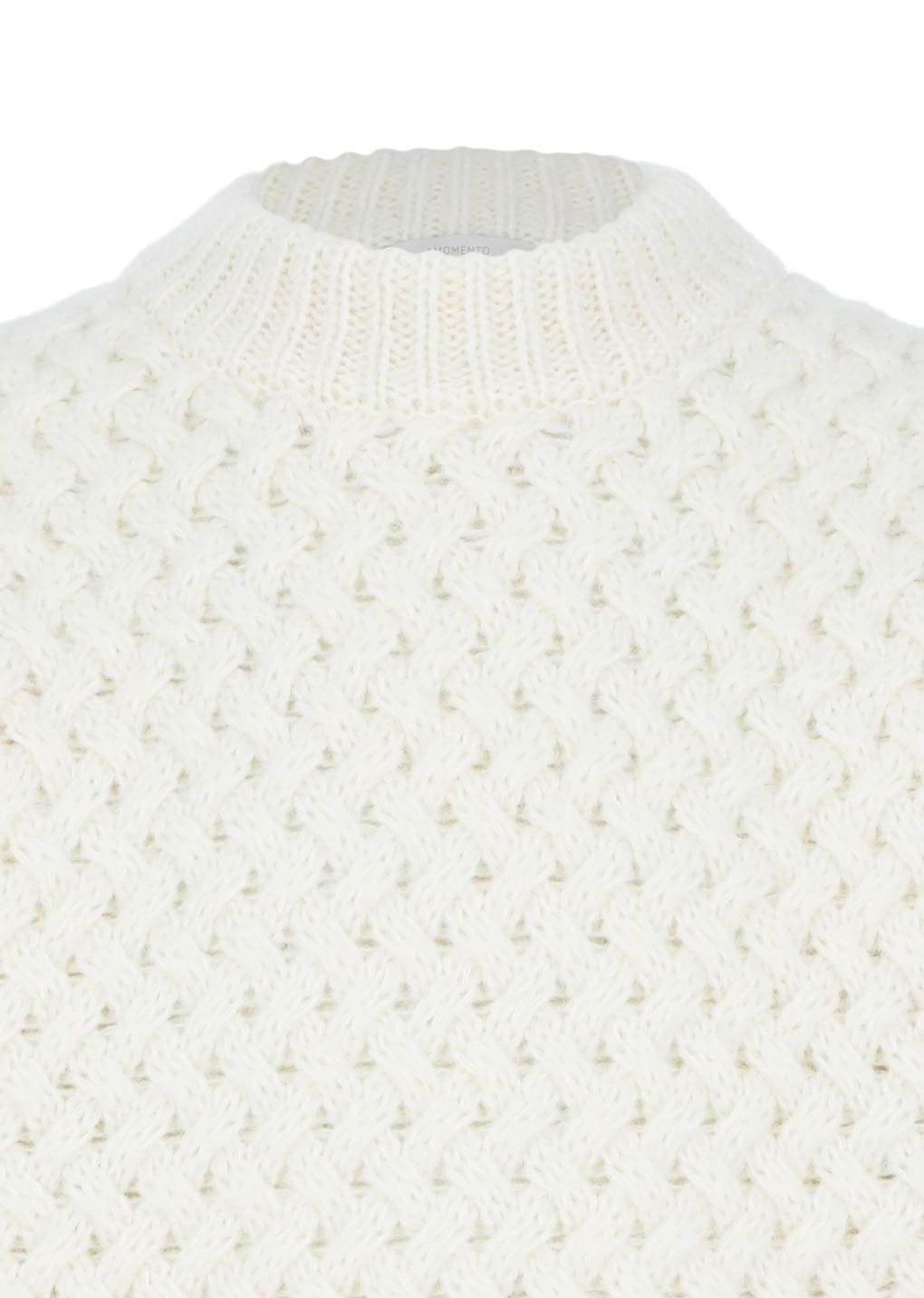 diagonal cable pullover, ivory