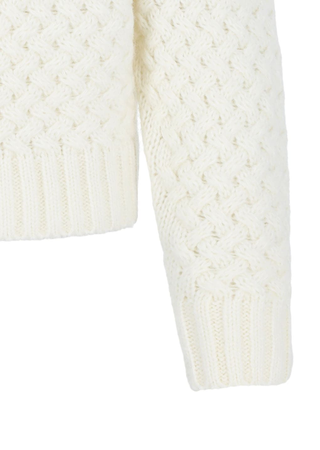 diagonal cable pullover, ivory